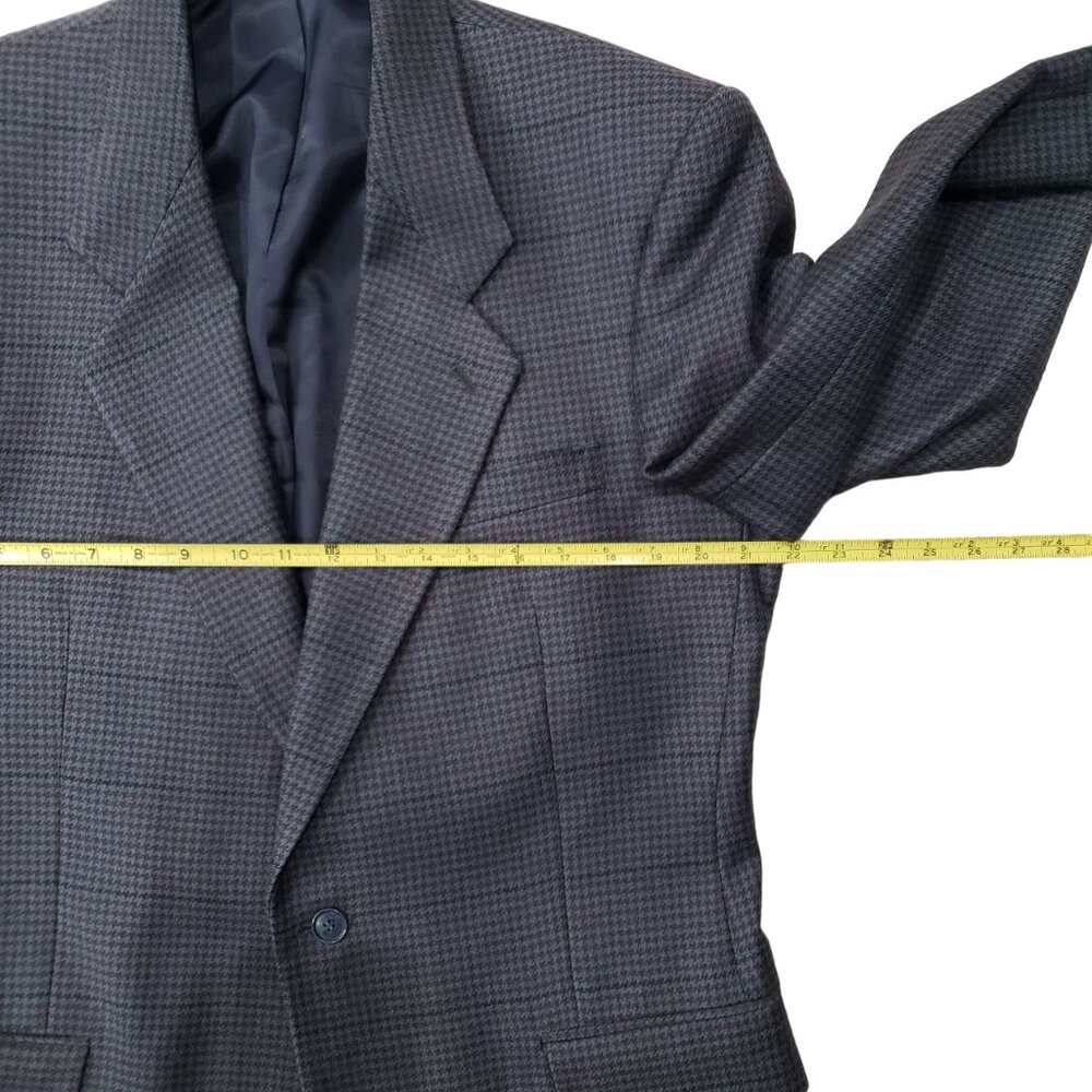 Vintage Lord & Taylor Albert Nipon Men Wool Jacket Fitted Check Blazer 42R - Picture 10 of 13